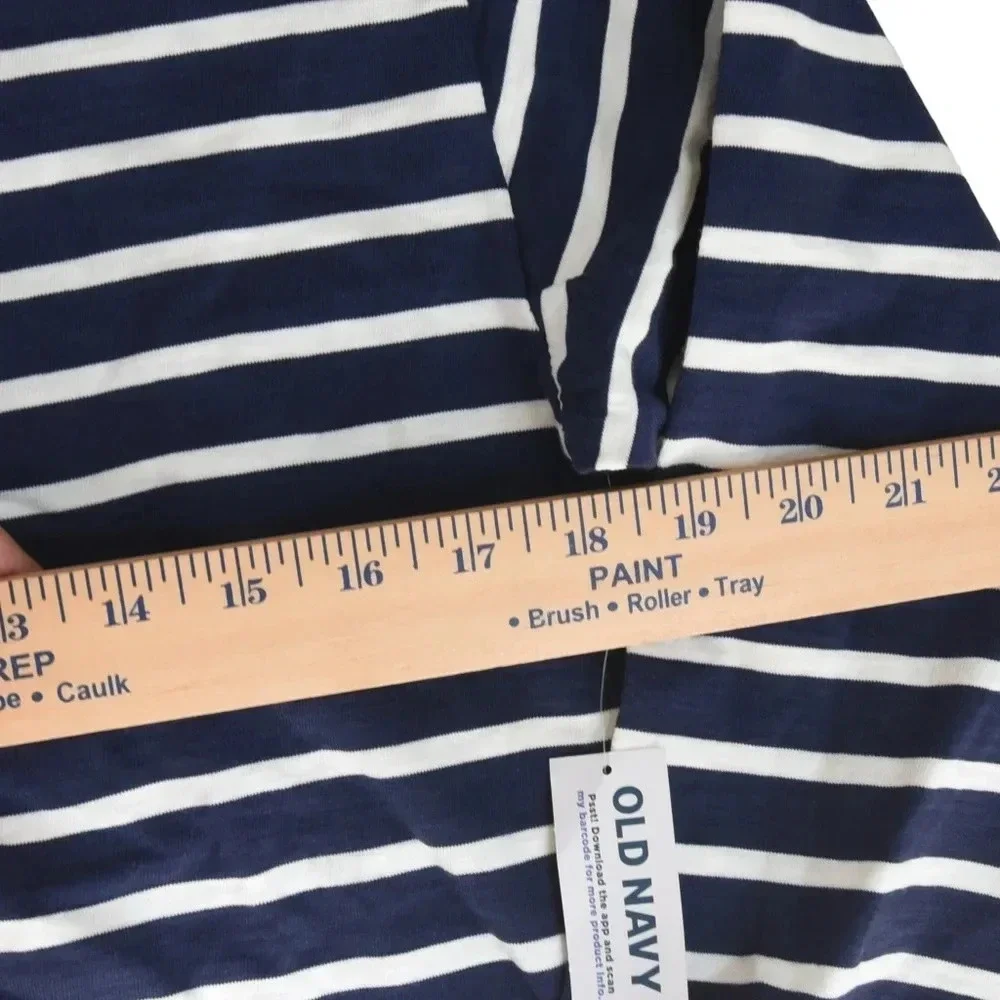 Old Navy Women’s Navy White Nautical Striped Henley Long Sleeve Jersey Shirt XS - Picture 7 of 9